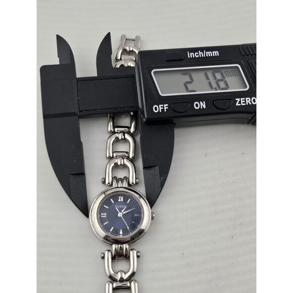 Vintage Guess Blue Dial Petite Quartz Cocktail Watch New Battery Running Nice main image 6